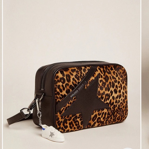 GOLDEN GOOSE Pony Hair Star Bag in Black & Brown Leopard - Picture 2 of 13
